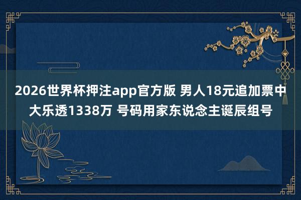 2026世界杯押注app官方版 男人18元追加票中大乐透1338万 号码用家东说念主诞辰组号