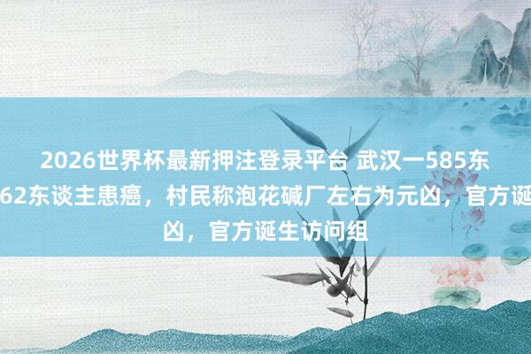 2026世界杯最新押注登录平台 武汉一585东谈主屯子62东谈主患癌，村民称泡花碱厂左右为元凶，官方诞生访问组