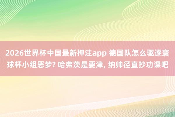 2026世界杯中国最新押注app 德国队怎么驱逐寰球杯小组恶梦? 哈弗茨是要津， 纳帅径直抄功课吧