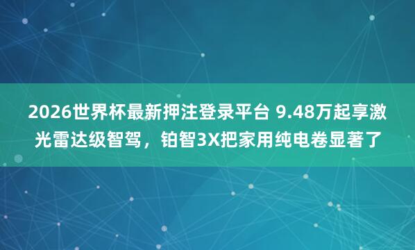 2026世界杯最新押注登录平台 9.48万起享激光雷达级智驾，铂智3X把家用纯电卷显著了