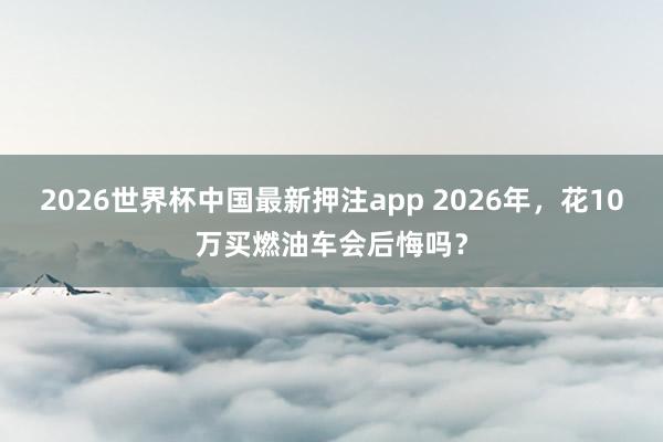 2026世界杯中国最新押注app 2026年，花10万买燃油车会后悔吗？