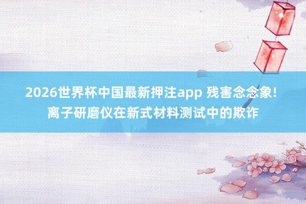 2026世界杯中国最新押注app 残害念念象! 离子研磨仪在新式材料测试中的欺诈