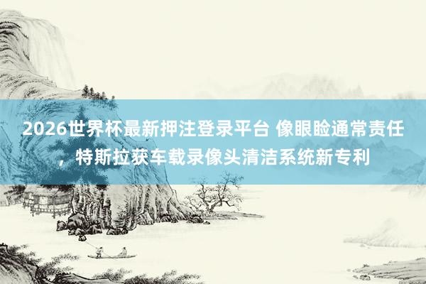 2026世界杯最新押注登录平台 像眼睑通常责任，特斯拉获车载录像头清洁系统新专利