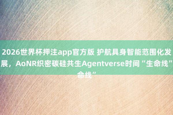 2026世界杯押注app官方版 护航具身智能范围化发展，AoNR织密碳硅共生Agentverse时间“生命线”