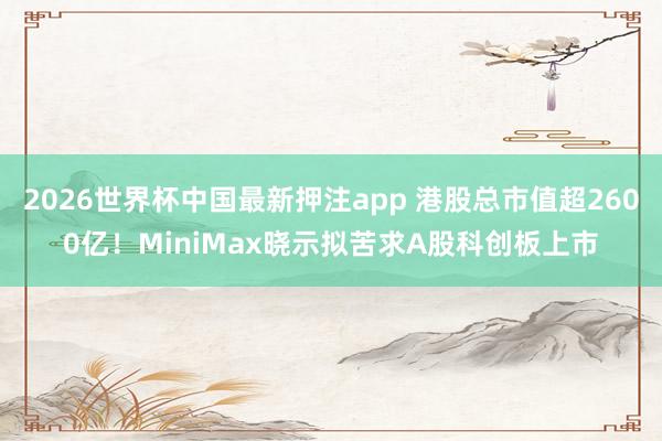 2026世界杯中国最新押注app 港股总市值超2600亿！MiniMax晓示拟苦求A股科创板上市