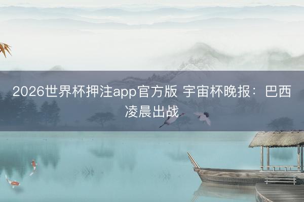 2026世界杯押注app官方版 宇宙杯晚报：巴西凌晨出战