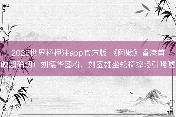 2026世界杯押注app官方版 《阿嬷》香港首映超确切！刘德华圈粉，刘銮雄坐轮椅撑场引唏嘘